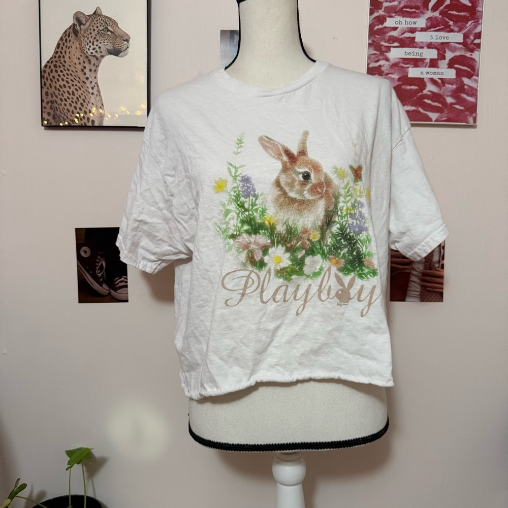 Playboy Cream Bunny Graphic Tee